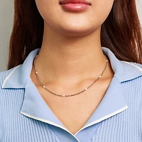Steel Thin Pearl Chain Necklace