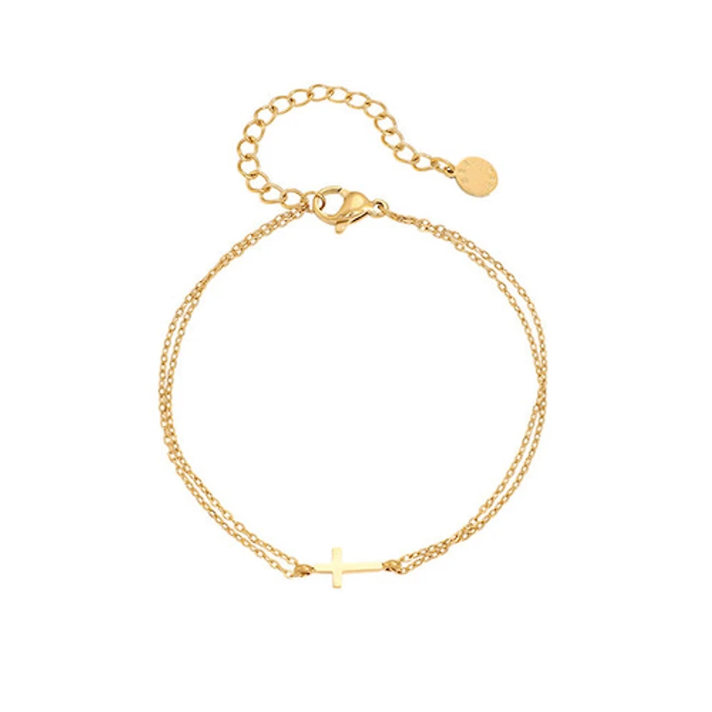 Layered Mini Cross Bracelet