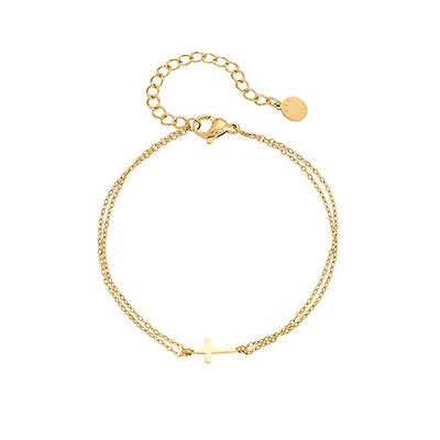 Layered Mini Cross Bracelet