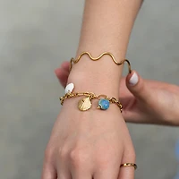 Gold Natural & Ceramic Shell Bracelet