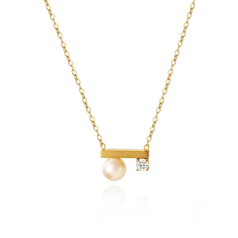 White Pearl Bar Necklace