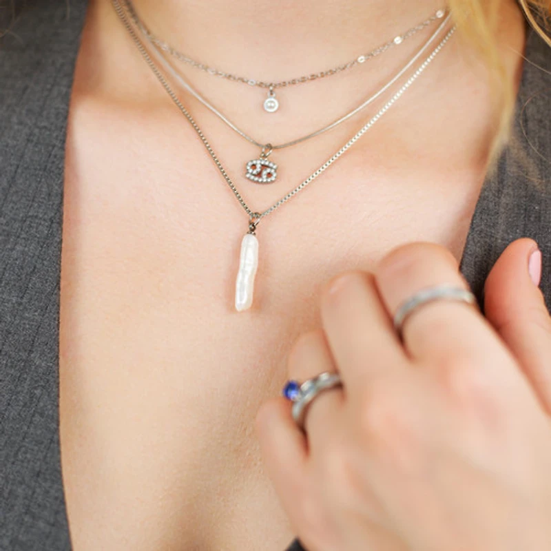 Steel Stick Baroque Pearl Necklace