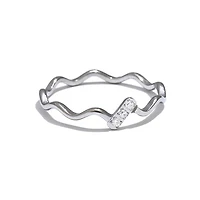 Steel Tri Gem Wavy Ring