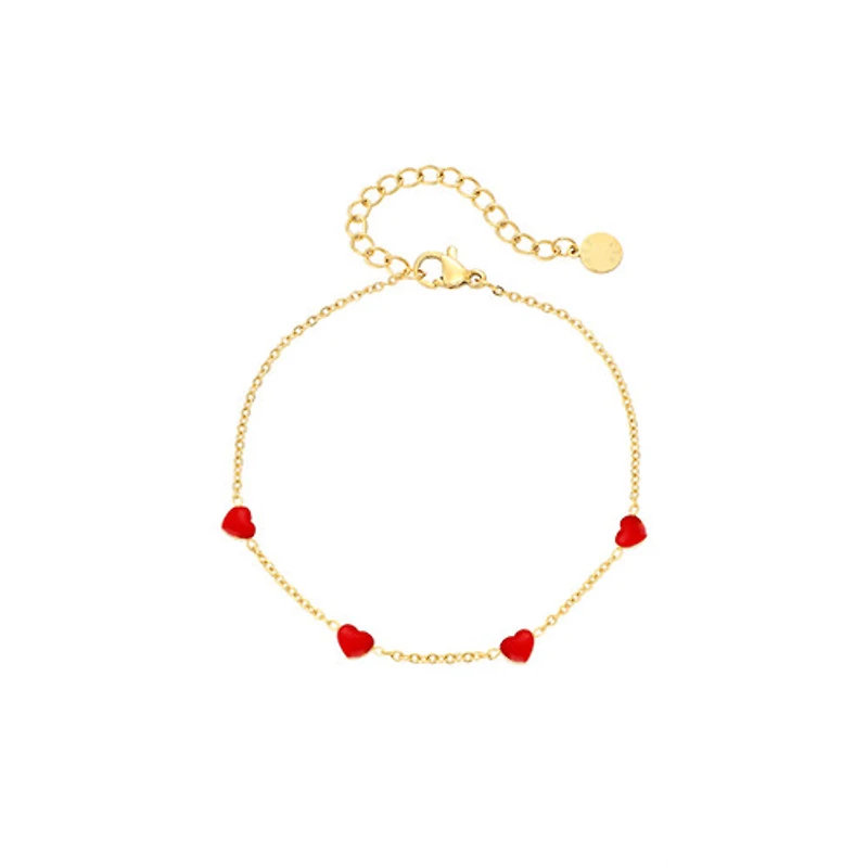 Enamel Heart Chain Bracelet