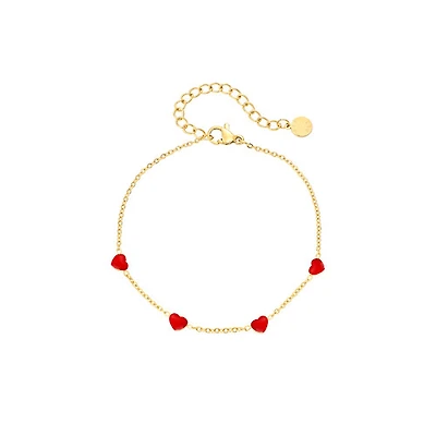 Enamel Heart Chain Bracelet