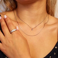 Steel Layered Gem Necklace