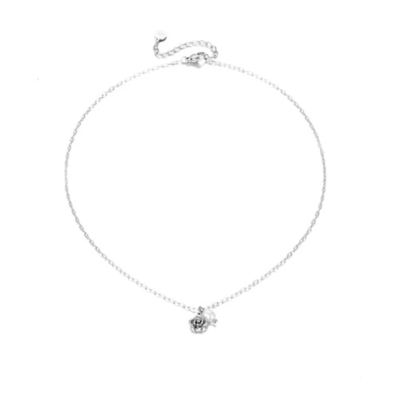 Steel Rose Pearl Necklace