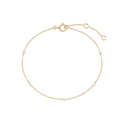 14k Petite Pearl Chain Bracelet