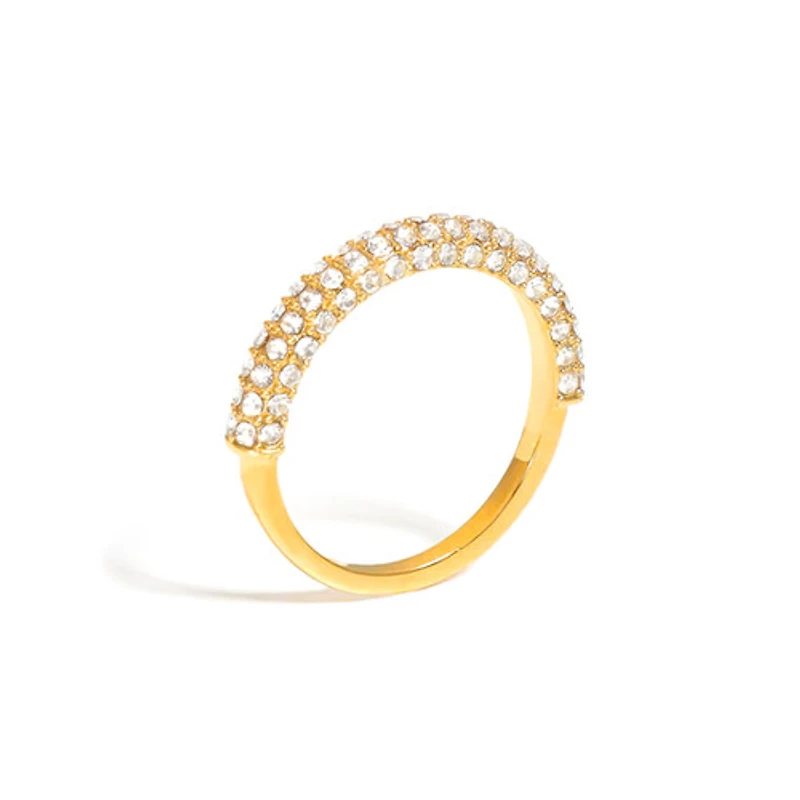 Bold Pave Ring with White Gems