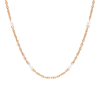 Rose Gold Thin Pearl Chain Necklace