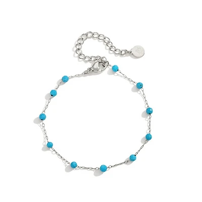 Steel Chalchite Chain Bracelet