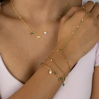 Gold Stamped Flat Link Connected Ring Bracelet