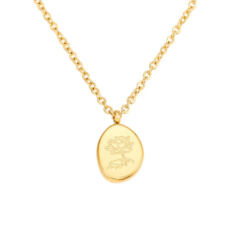 Gold Stone Birth Flower Necklace