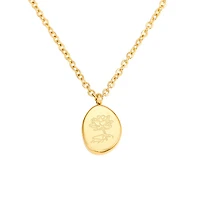 Gold Stone Birth Flower Necklace