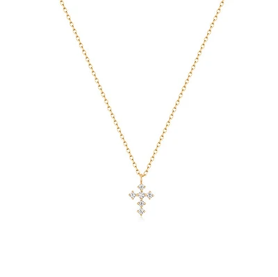 14k Petite Diamond Cross Necklace