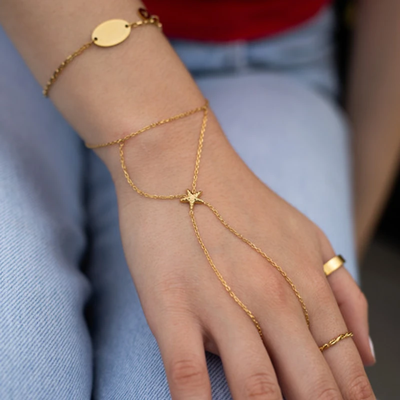 Gold Starfish Connected Ring Bracelet