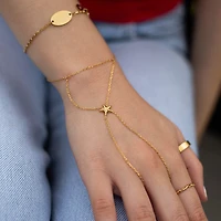 Gold Starfish Connected Ring Bracelet