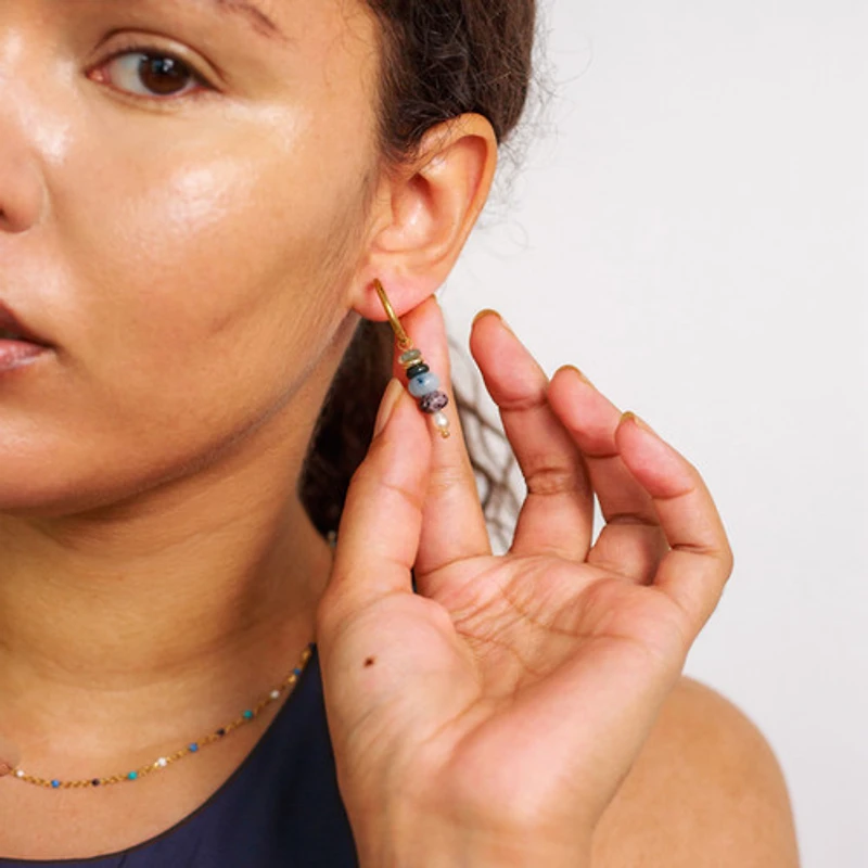 Blue Mixed Stone Hoops