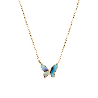 14k Shell Diamond Necklace