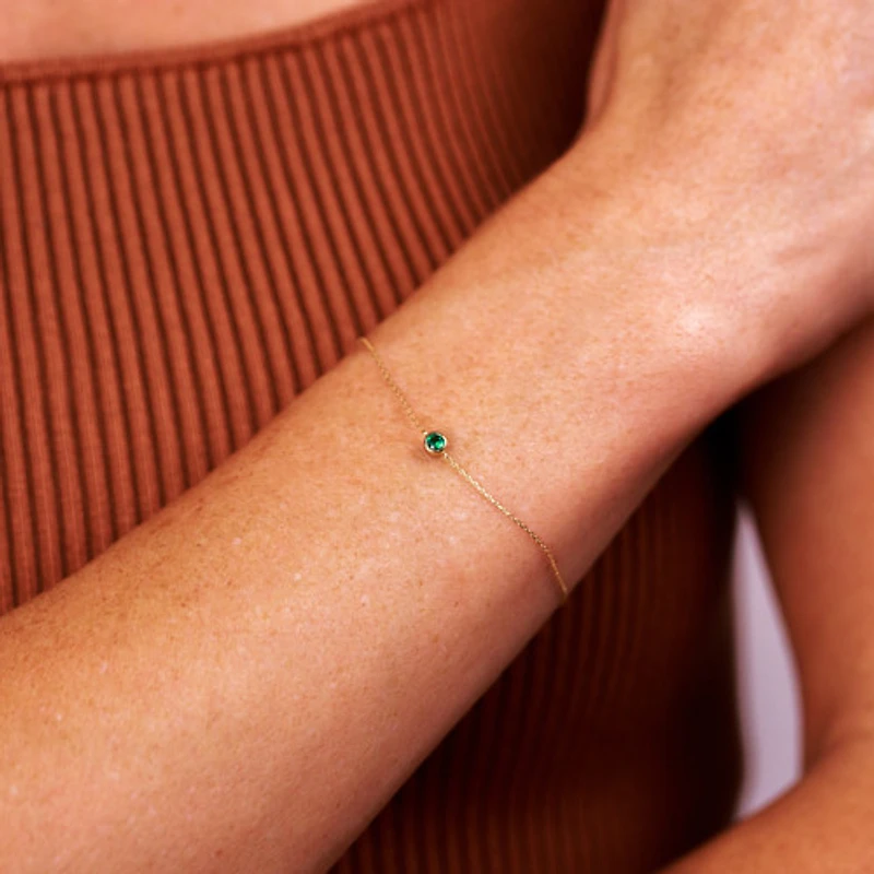 14k Solid Gold Emerald Pendant Bracelet