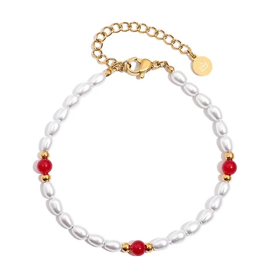 Agate Pearl Chain Bracelet
