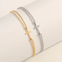 Layered Mini Cross Bracelet