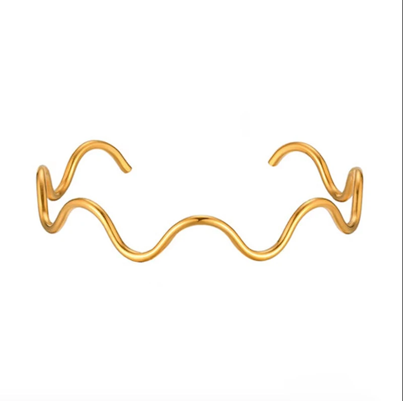 Gold Wired Wavy Bangle