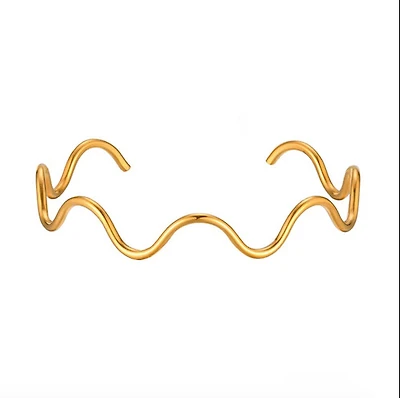 Gold Wired Wavy Bangle