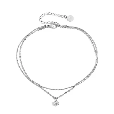 Steel Layered Gem Anklet