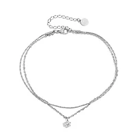 Steel Layered Gem Anklet