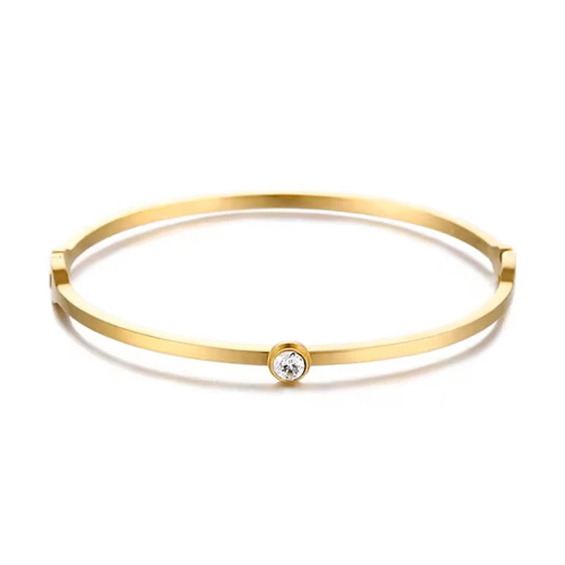 Gold Single Gem Bangle