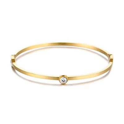Gold Single Gem Bangle