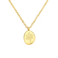 Gold Stone Birth Flower Necklace