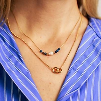 Blue Beads and Chain Necklace