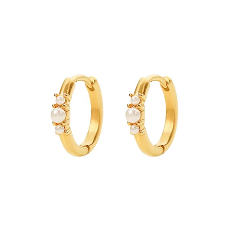 Tri-pearl Mini Hoops