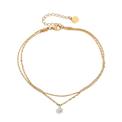 Gold Layered Gem Anklet