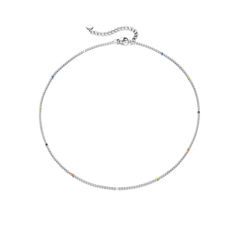 Steel Colorful Beaded Thin Necklace
