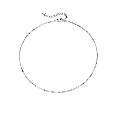 Steel Colorful Beaded Thin Necklace