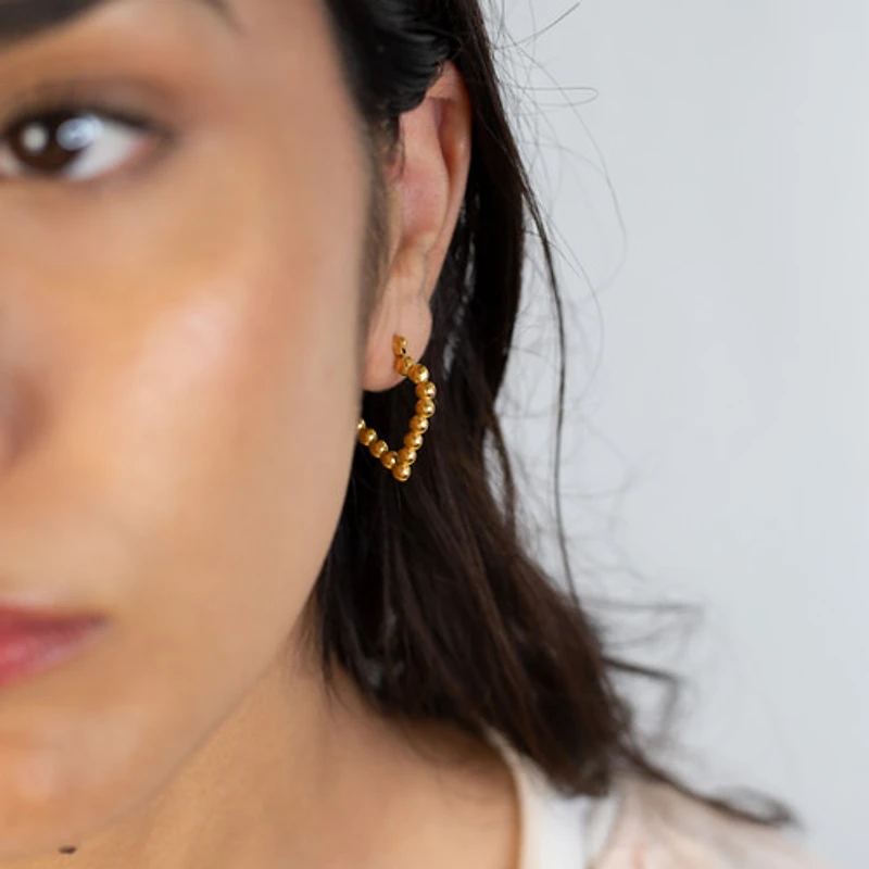 Beaded Sharp Triangle Hoops