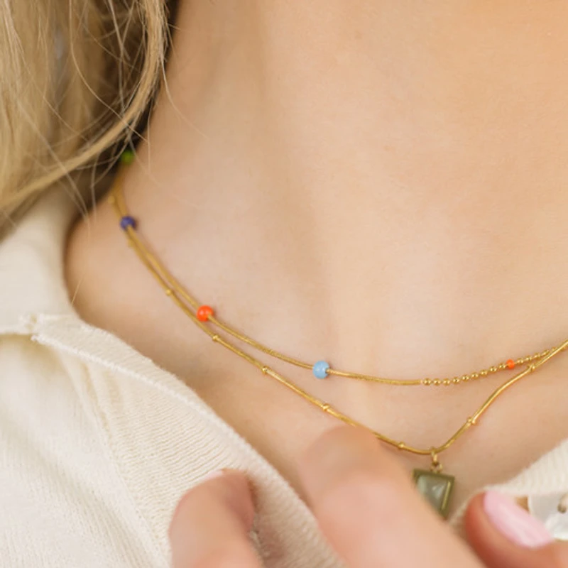 Multi Enamel Asymmetrical Necklace