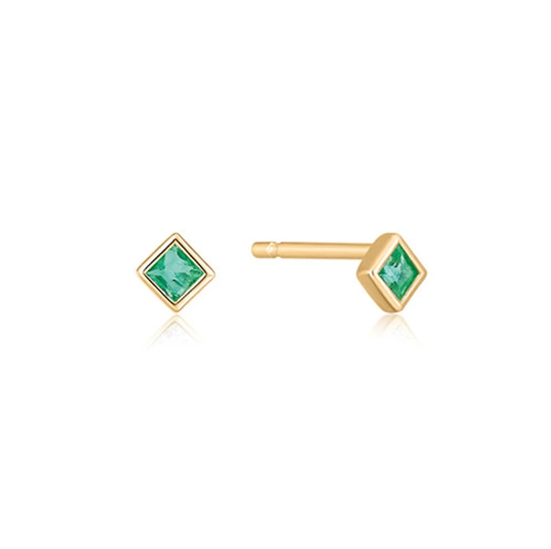 Square Emerald Studs