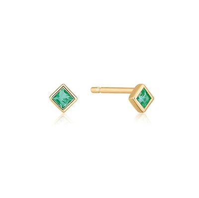 Square Emerald Studs