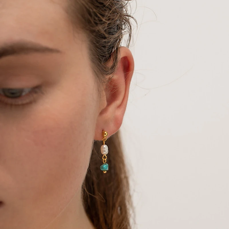Turquoise Pearl Studs