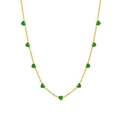 Enamel Heart Chain Necklace
