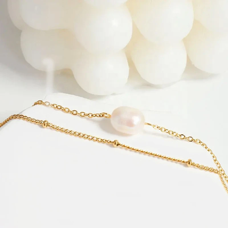 Layered Pearl Pendant Bracelet