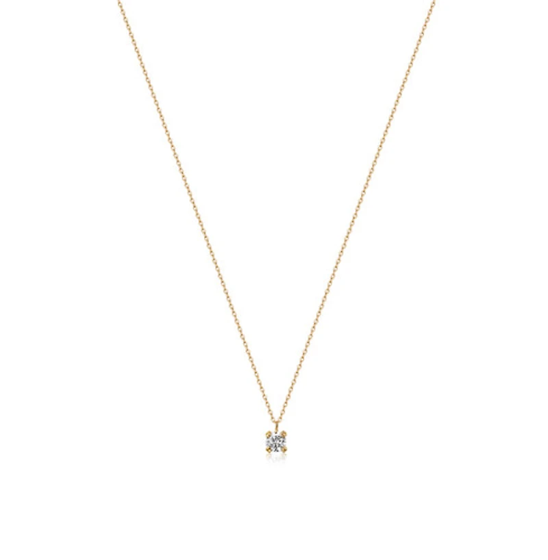14k Single Diamond Necklace