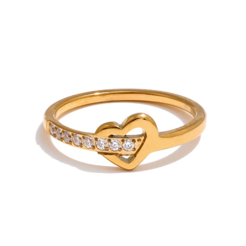 Heart Lined Gem Ring