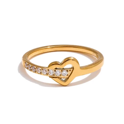 Heart Lined Gem Ring