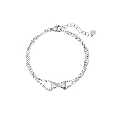 Steel Layered Bow Bracelet