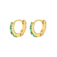 Long Green Crystal Mini Hoops